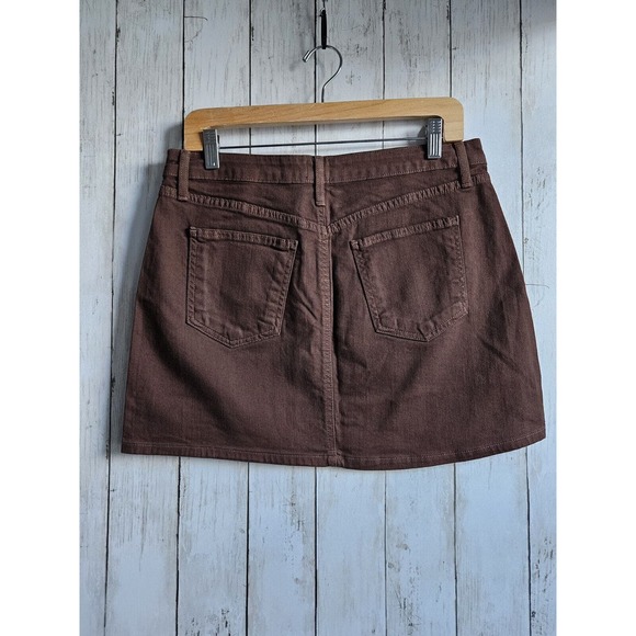 JUST BLACK DENIM Double Button Junior Size L Espresso Mini Skirt NWT - Picture 2 of 5